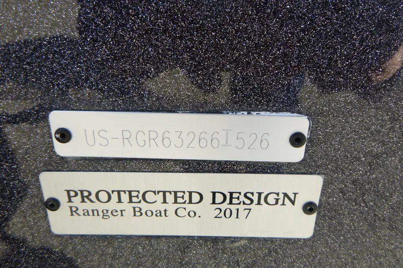 Slide: The Image of Ranger 2080MS 2026 boat with protected design plate and serial number. - 40