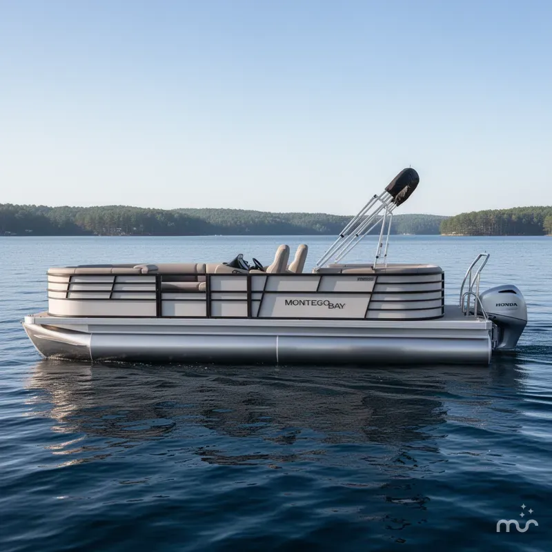 Slide: The Image of Montego Bay TT8524 Quad Lounge 225HP Honda Tritoon Pontoon 2023 - 1