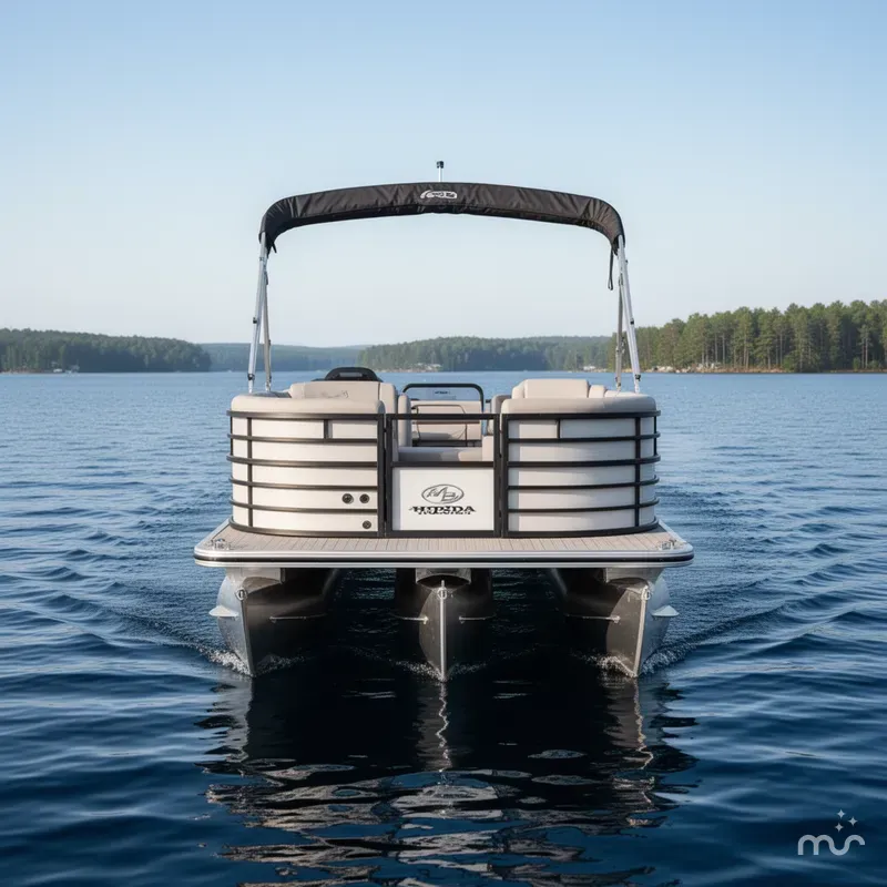 Slide: The Image of Montego Bay TT8524 Quad Lounge 225HP Honda Tritoon Pontoon 2023 - 2