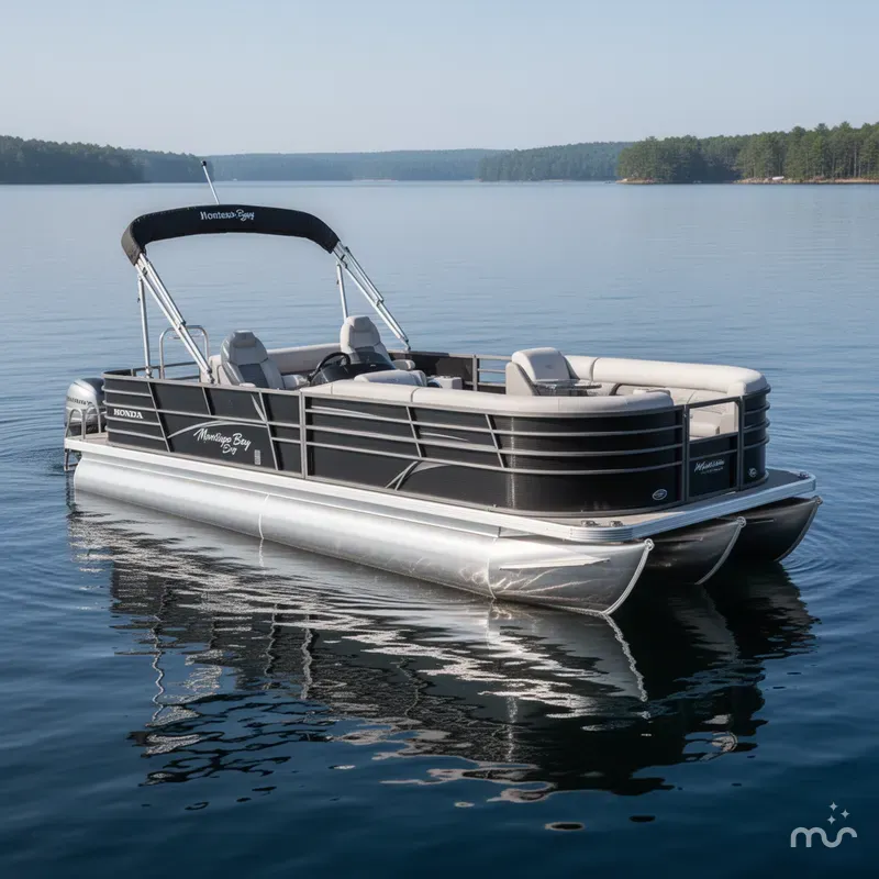 Slide: The Image of Montego Bay TT8524 Swingback Tritoon Pontoon & Honda 4-Stroke 2023 - 0