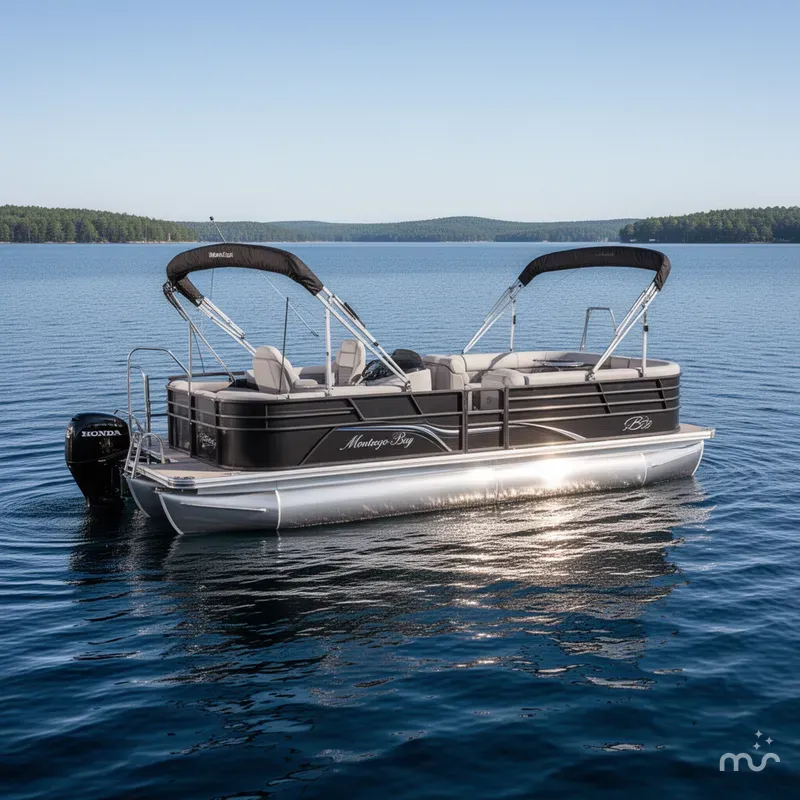 Slide: The Image of Montego Bay TT8524 Swingback Tritoon Pontoon & Honda 4-Stroke 2023 - 1