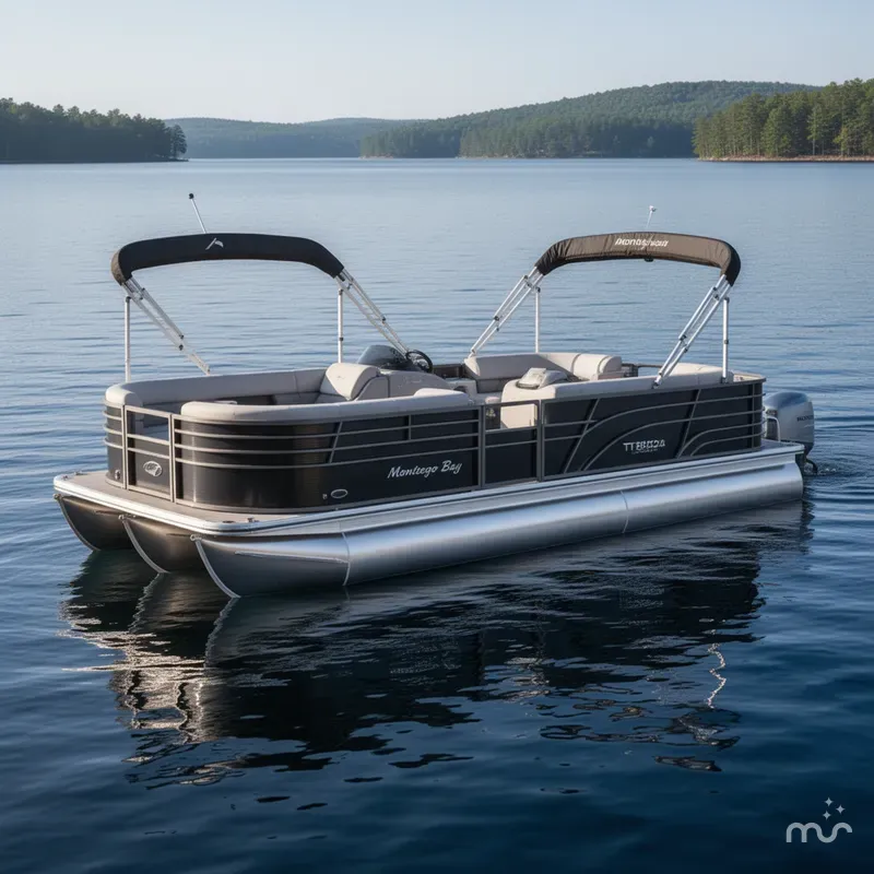 Slide: The Image of Montego Bay TT8524 Swingback Tritoon Pontoon & Honda 4-Stroke 2023 - 2