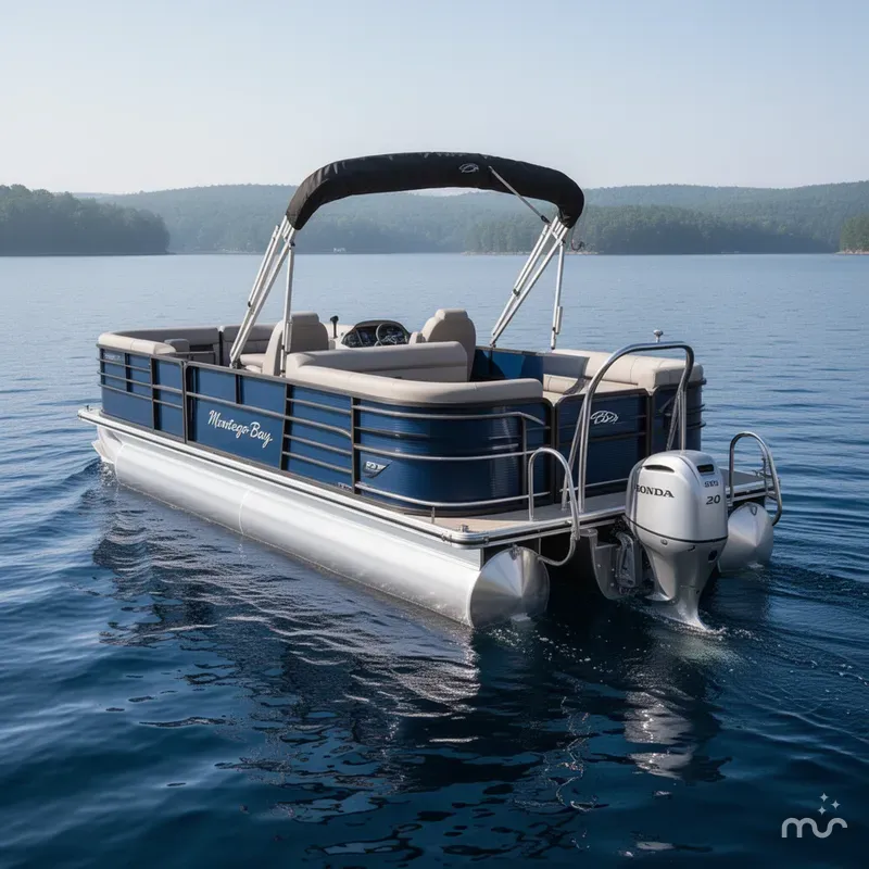 Slide: The Image of Montego Bay ST8524 Swingback Tritoon Deluxe Pontoon & Honda 20 2023 - 1