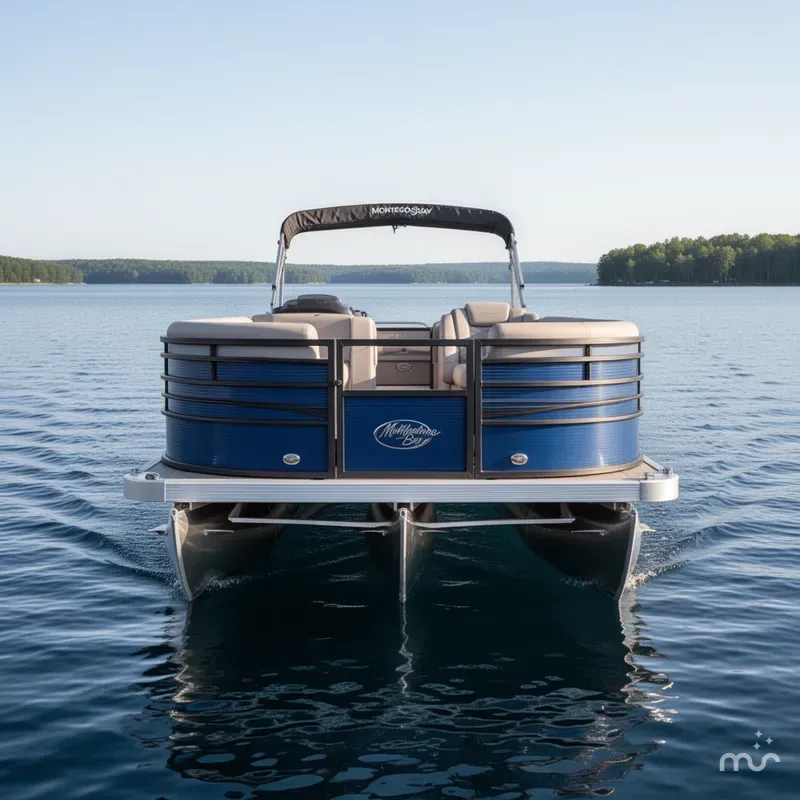 Slide: The Image of Montego Bay ST8524 Swingback Tritoon Deluxe Pontoon & Honda 20 2023 - 2