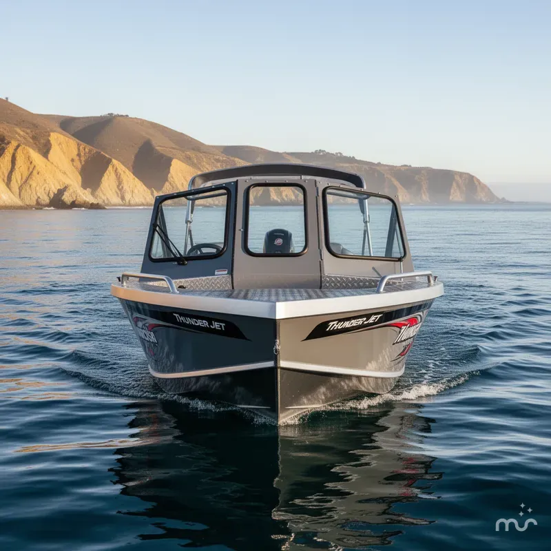 Slide: The Image of Thunder Jet 205 Rush w/ 150HP Mercury and a 9.9 Mercury Kicker! 2023 - 1