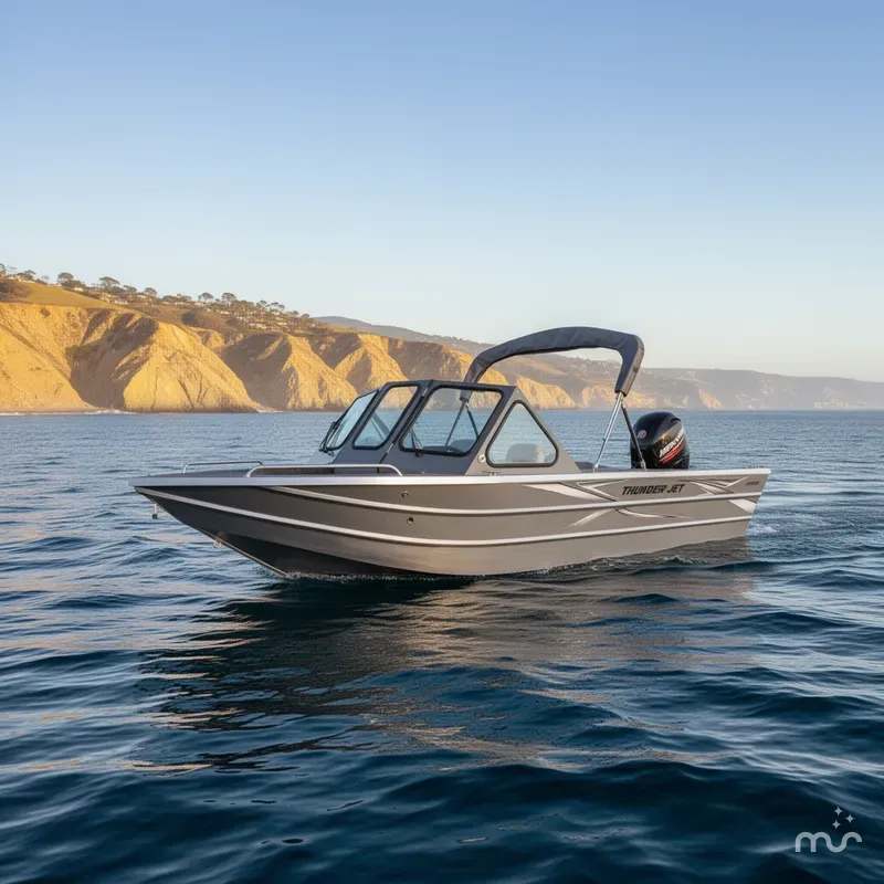 Slide: The Image of Thunder Jet 205 Rush w/ 150HP Mercury and a 9.9 Mercury Kicker! 2023 - 3