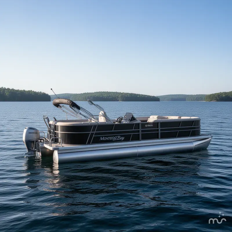 Slide: The Image of Montego Bay 8522 Quad Lounger BR Deluxe Pontoon & Honda 4-Stro 2024 - 2
