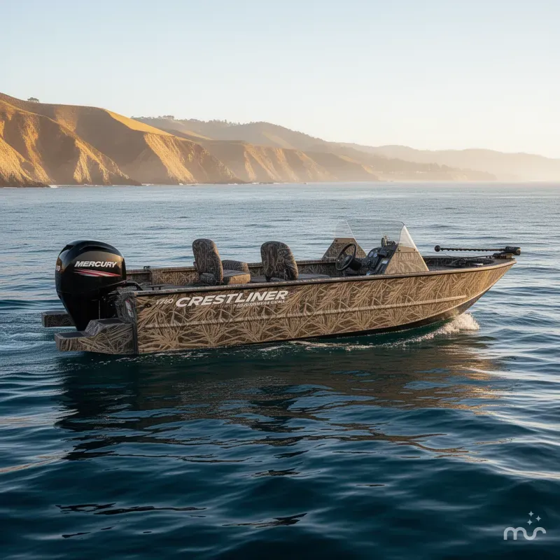 Slide: The Image of Crestliner 1760 Retriever Side Console with a 60 HP Mercury! 2024 - 0