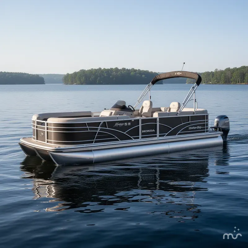 Slide: The Image of Montego Bay ST8524 Swingback Tritoon Pontoon & Honda 4-Stroke 2024 - 2