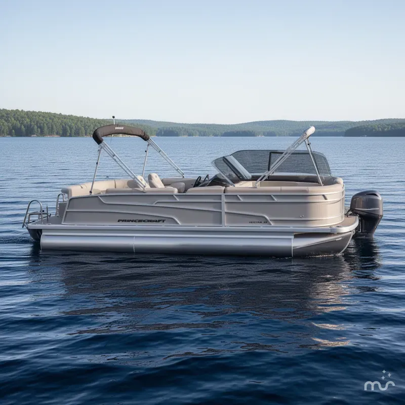 Slide: The Image of Princecraft Vectra 23 WRL Windshield Swingback Tritoon Pontoon 2024 - 0