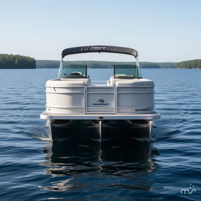 Slide: The Image of Princecraft Vectra 23 WRL Windshield Swingback Tritoon Pontoon 2024 - 1