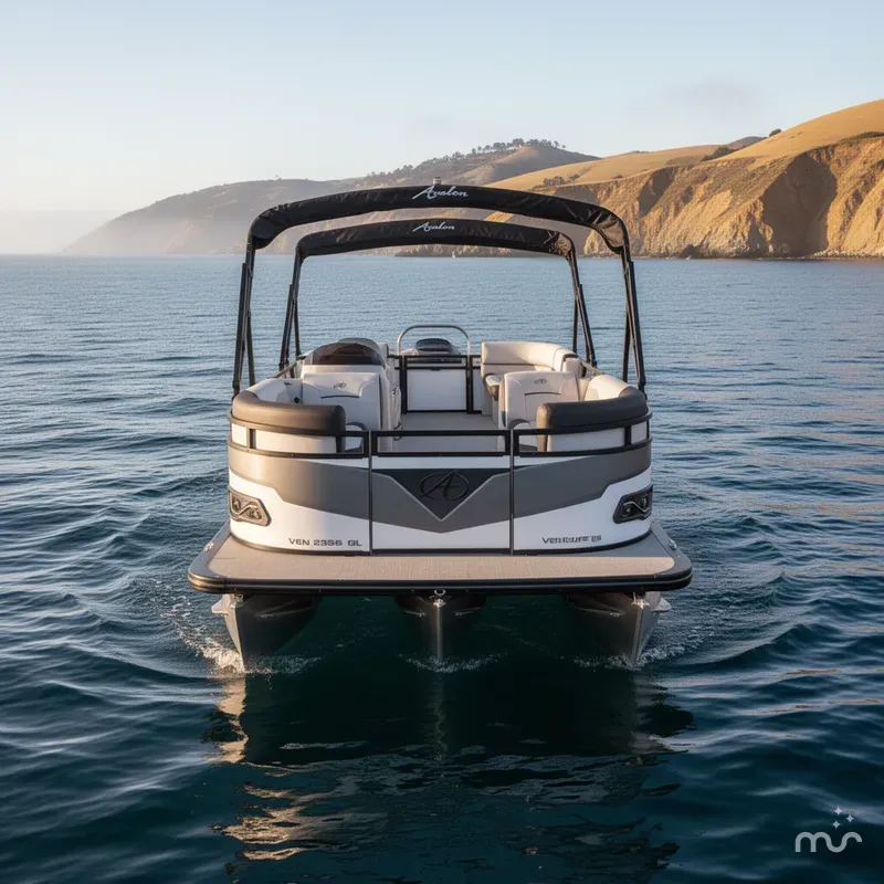 Slide: The Image of Avalon Venture 85 - 23 FT Quad Lounger w/ 115HP Mercury! 2024 - 1