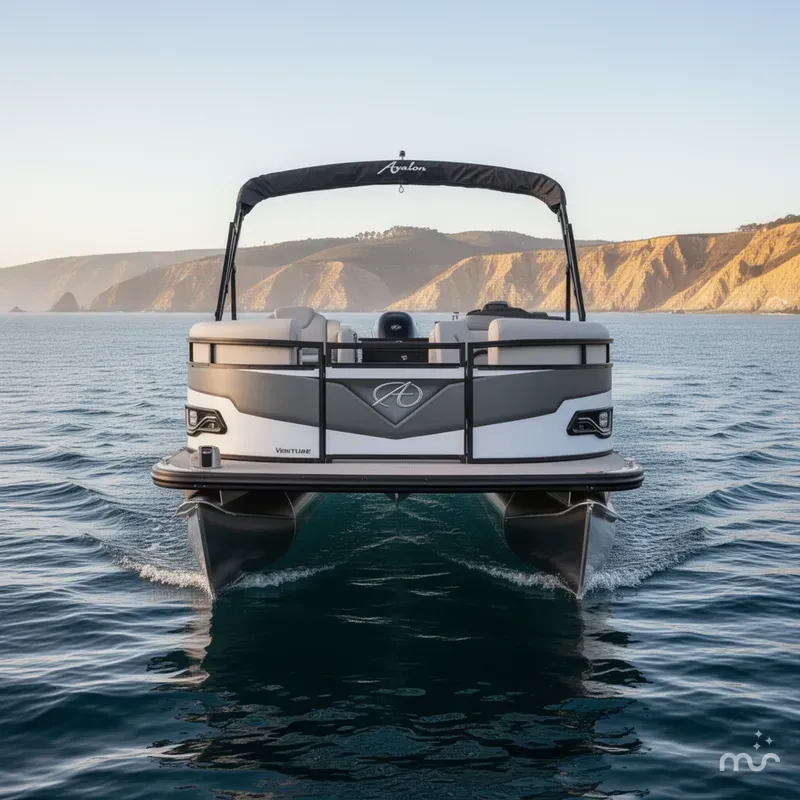 Slide: The Image of Avalon Venture 85 - 23 FT Quad Lounger w/ 115HP Mercury! 2024 - 2
