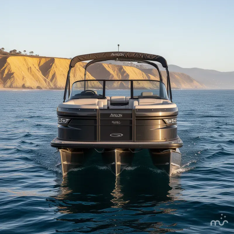 Slide: The Image of Avalon Carbon Series Excalibur - 27 FT Quad Lounge Windshield w/ 400HP V10! 2024 - 2