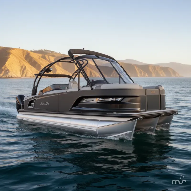 Slide: The Image of Avalon 27' Excalibur LTD Elite Windshield w/ Twin 400HP Mercury V10's & JOYSTICK CONTROLS! 2025 - 1