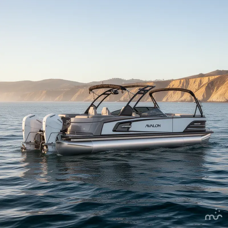 Slide: The Image of Avalon 27' Excalibur LTD Elite Windshield w/ Twin 400HP Mercury V10's & JOYSTICK CONTROL! 2026 - 0