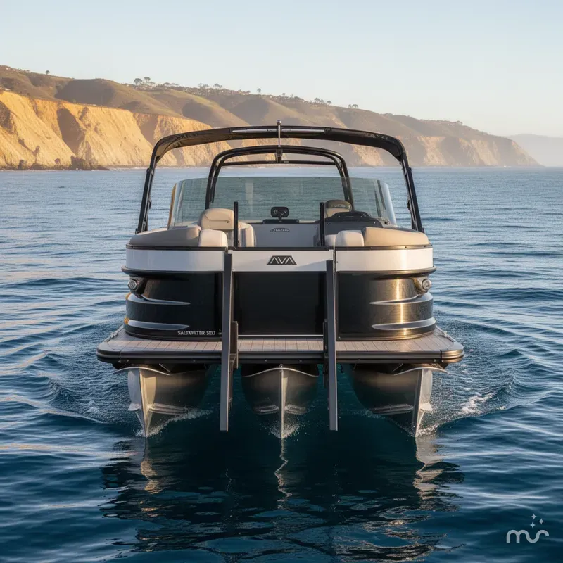 Slide: The Image of Avalon 27' Excalibur LTD Elite Windshield w/ Twin 400HP Mercury V10's & JOYSTICK CONTROL! 2026 - 2