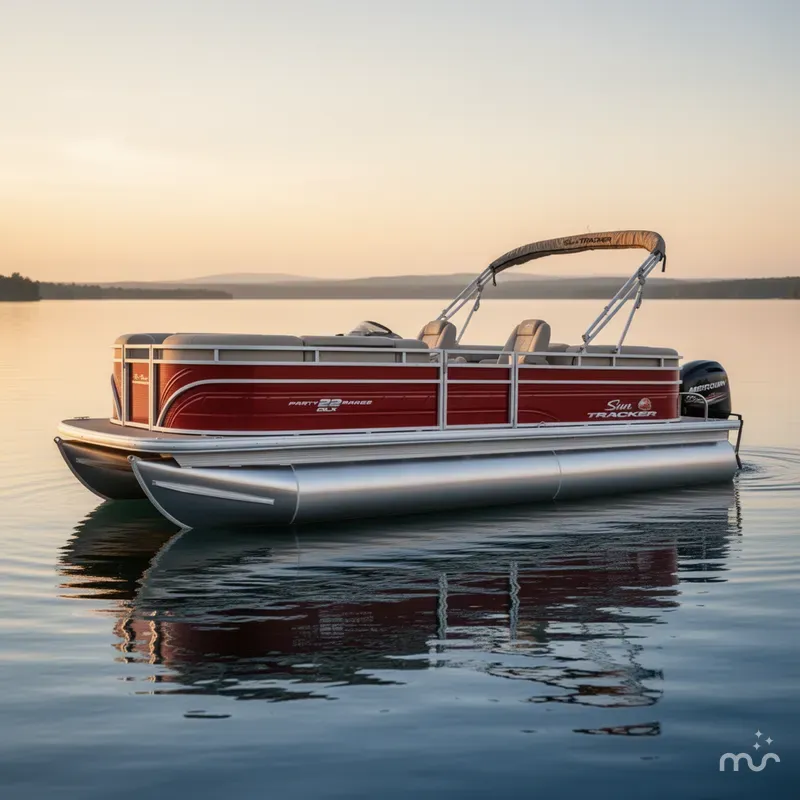 Slide: The Image of Sun Tracker Party Barge 22 DLX w/150 Mercury 4 Stroke 2025 - 1