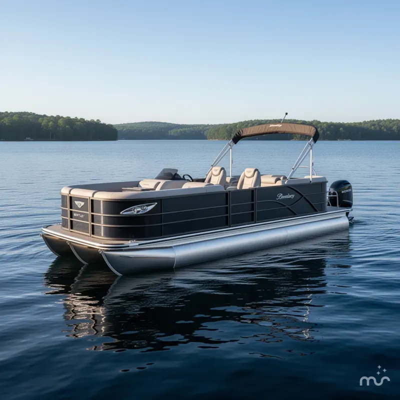 Slide: The Image of Bentley Pontoons Legacy 220 Navigator Quad Lounge & Honda 4-Stroke 2025 - 2
