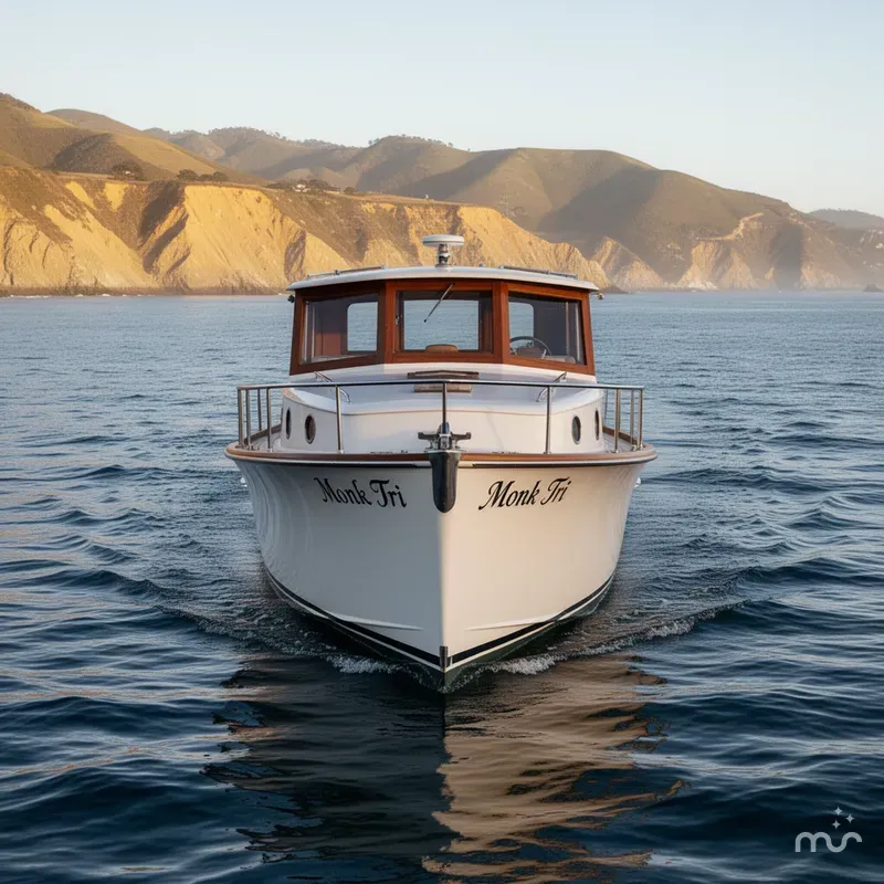 Slide: The Image of Monk Tri Cabin Canoe Stern Diesel Motor Yacht 1951 - 2