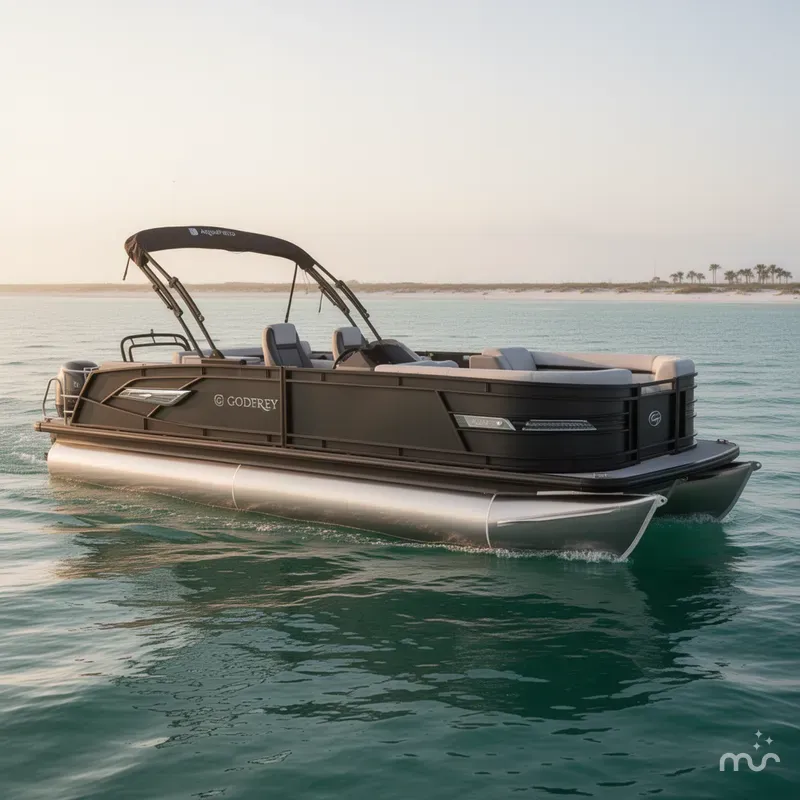 Slide: The Image of Godfrey AquaPatio 23' Flip Lounge Tritoon - 235 SLFC 2025 - 0