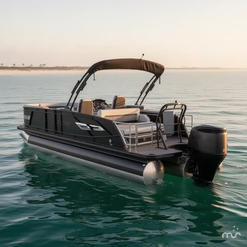 Slide: The Image of Godfrey AquaPatio 23' Flip Lounge Tritoon - 235 SLFC 2025 - 1