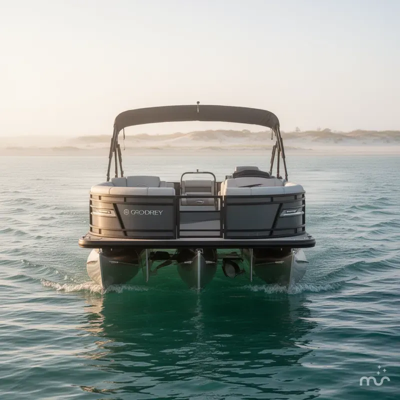 Slide: The Image of Godfrey AquaPatio 23' Flip Lounge Tritoon - 235 SLFC 2025 - 2