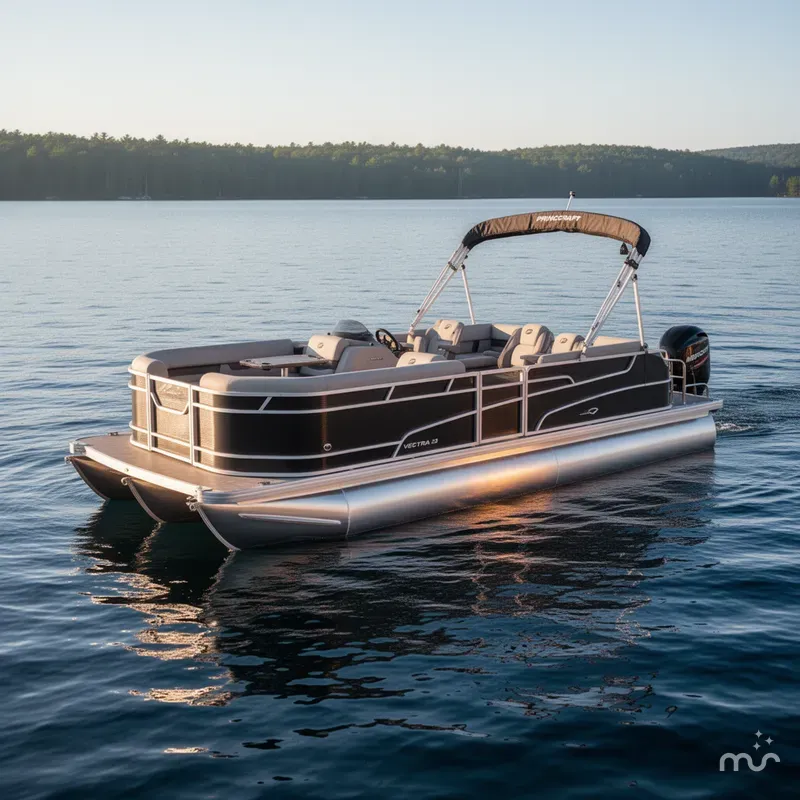 Slide: The Image of Princecraft Vectra 23 Quad/Rear Lounge Pontoon & Mercury 4-Str 2025 - 2