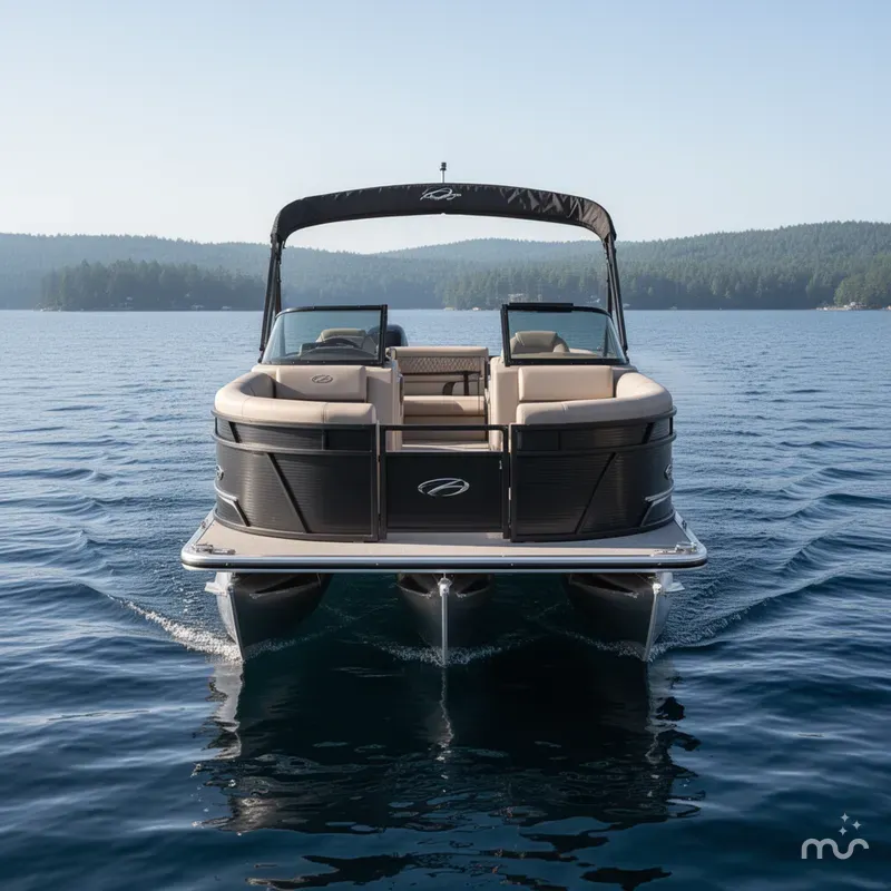Slide: The Image of Tahoe Cascade 2385 Quad Lounge Shift Windshield Tritoon 2025 - 1