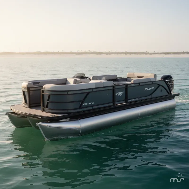 Slide: The Image of Godfrey Sweetwater 22' Flip Lounge Tritoon - 2286 SFLC 2025 - 1