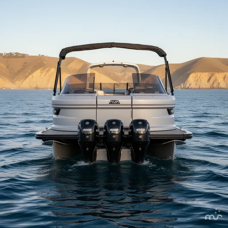 Slide: The Image of Avalon 27' Carbon Series Excalibur Elite Windshield w/ Twin 400HP Mercury V10's! 2025 - 2