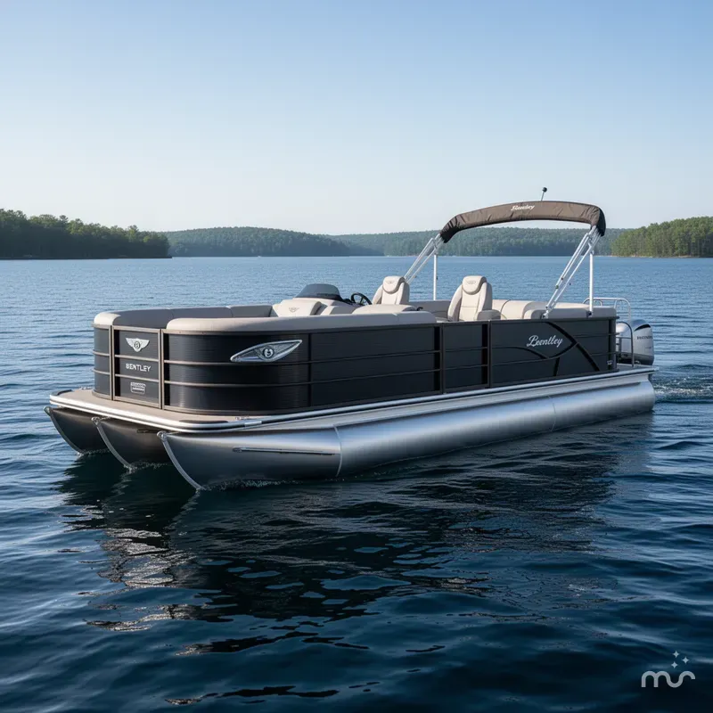 Slide: The Image of Bentley Pontoons Legacy 223 Navigator Quad Lounge Tritoon & Honda 4 2025 - 0