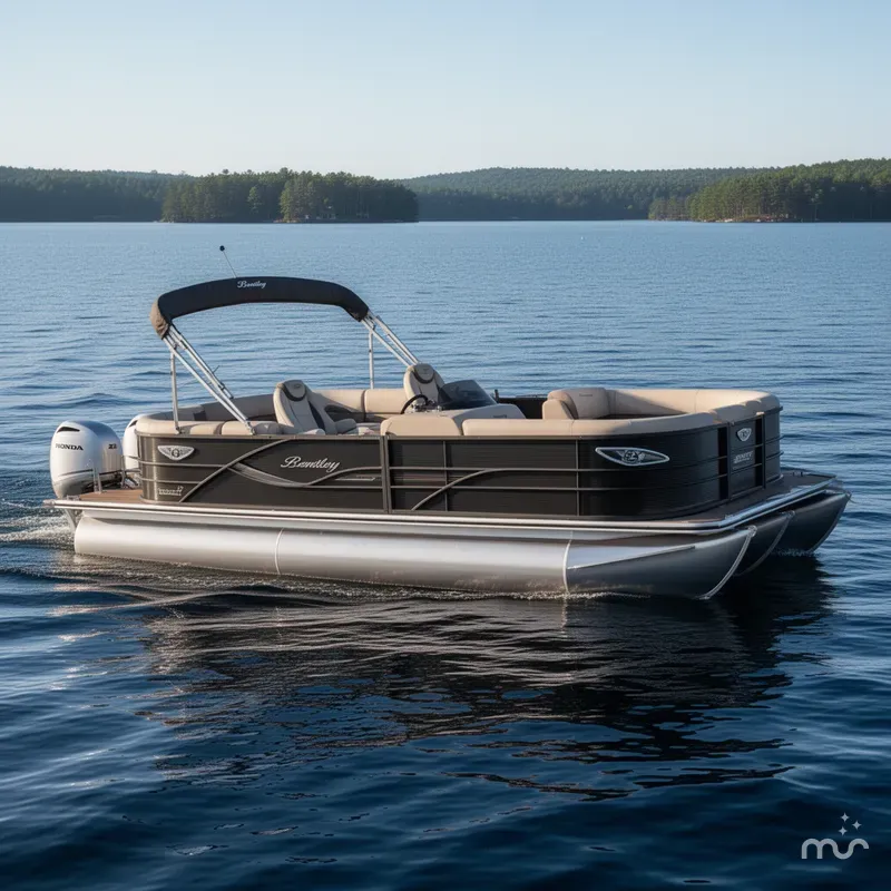 Slide: The Image of Bentley Pontoons Legacy 223 Navigator Quad Lounge Tritoon & Honda 4 2025 - 0