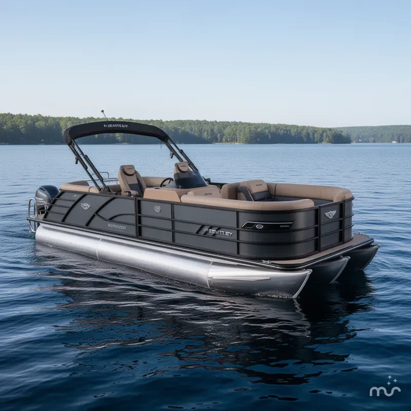 Slide: The Image of Bentley Pontoons Elite 223 Admiral Quad Lounge Tritoon & Honda 4-St 2025 - 0