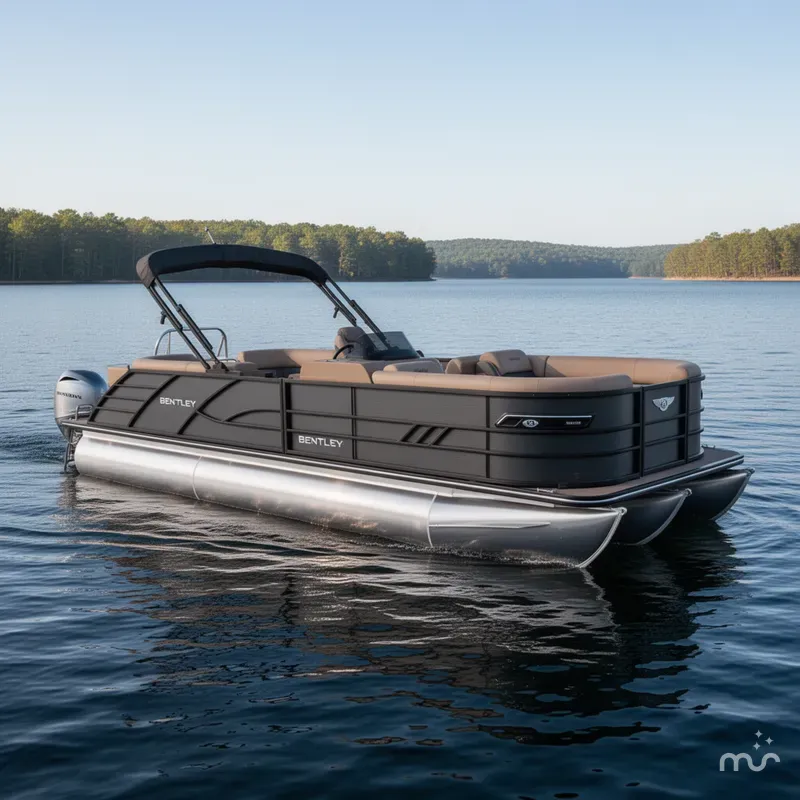 Slide: The Image of Bentley Pontoons Elite 223 Admiral Quad Lounge Tritoon & Honda 4-St 2025 - 2