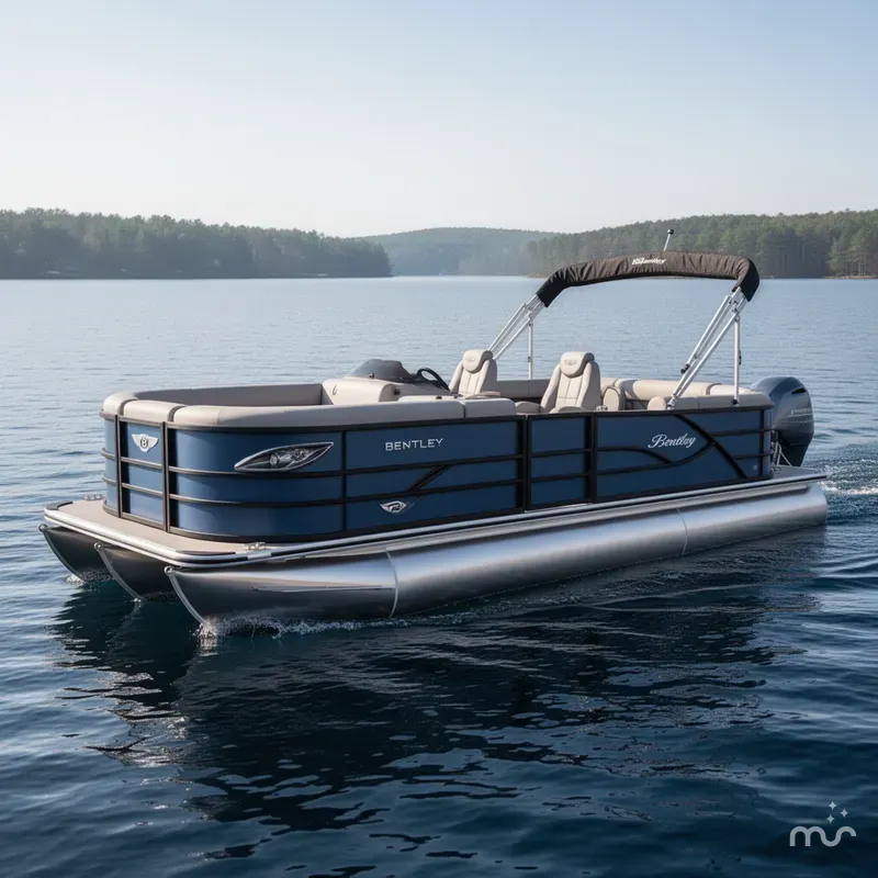 Slide: The Image of Bentley Pontoons Legacy 223 Navigator Quad Lounge Tritoon & Honda 4 2025 - 0