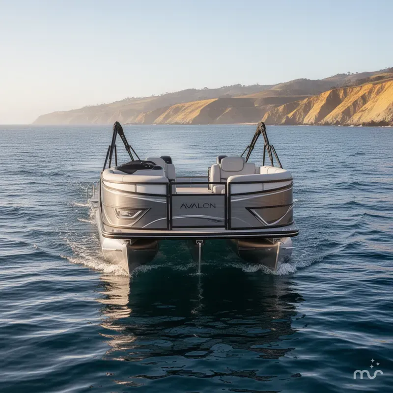 Slide: The Image of Avalon 25' LSZ Platinum Entertainer w/ 200HP Mercury! 2025 - 2