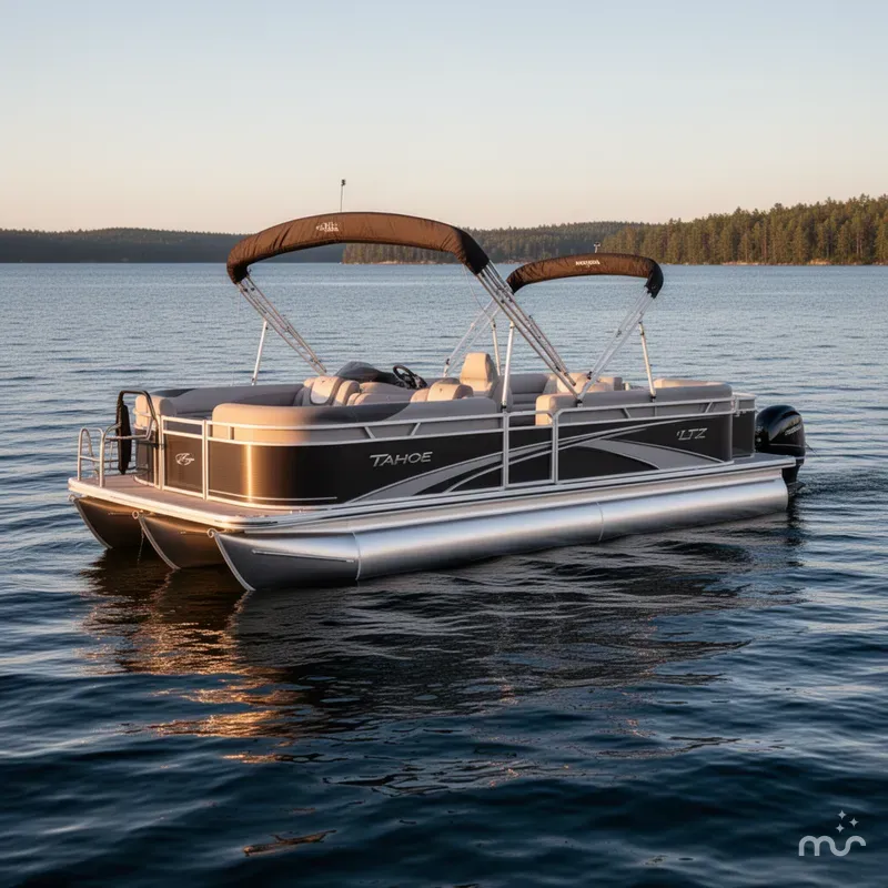 Slide: The Image of Tahoe LTZ 2385 Quad Lounge Tritoon & Honda 4-Stroke EFI 2025 - 2