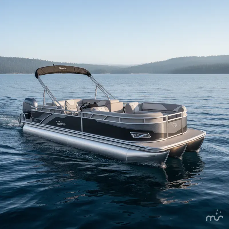 Slide: The Image of Tahoe Sport 2385 Cruise Rear Bench (CRB) Tritoon & Honda 2025 - 0