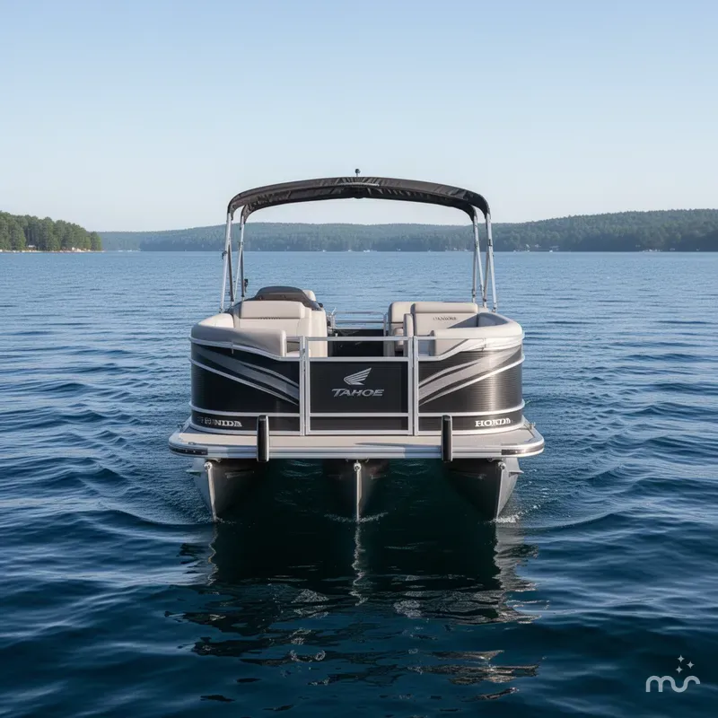 Slide: The Image of Tahoe Sport 2385 Cruise Rear Bench (CRB) Tritoon & Honda 2025 - 1