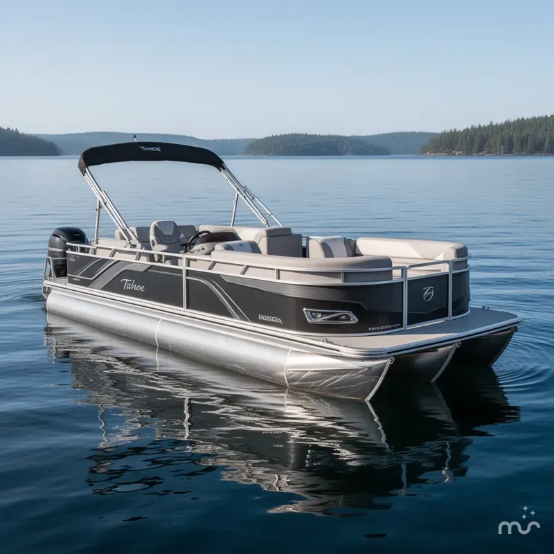 Slide: The Image of Tahoe Sport 2385 Cruise Rear Bench (CRB) Tritoon & Honda 2025 - 2