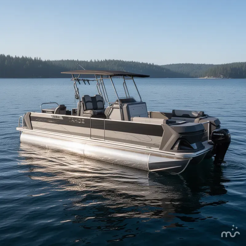 Slide: The Image of Tahoe Geofish CRF 2585 Tritoon & Honda 4-Stroke EFI 2025 - 2