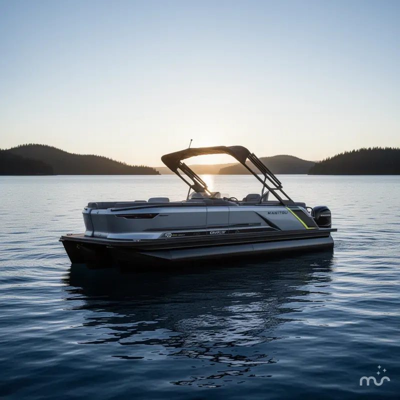 Slide: The Image of Manitou 22 CRUISE MAX Deck With 150hp Rotax Stealth Motor 2025 - 2