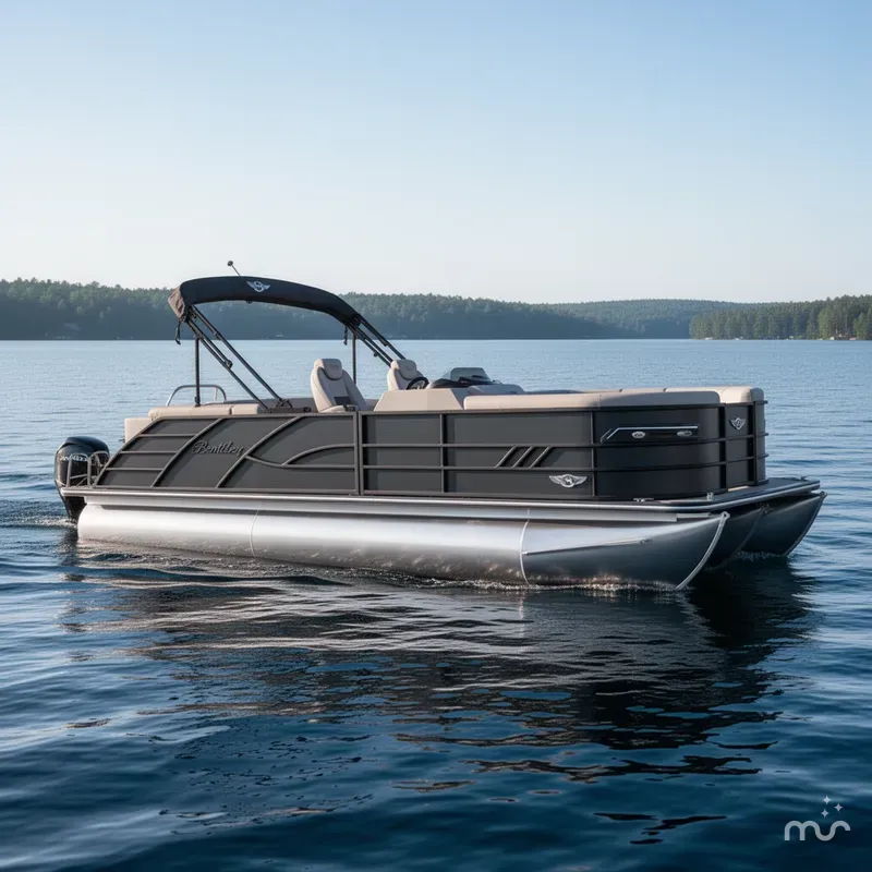 Slide: The Image of Bentley Pontoons Elite 223 Admiral Quad Lounge Tritoon & Honda 4-St 2025 - 0