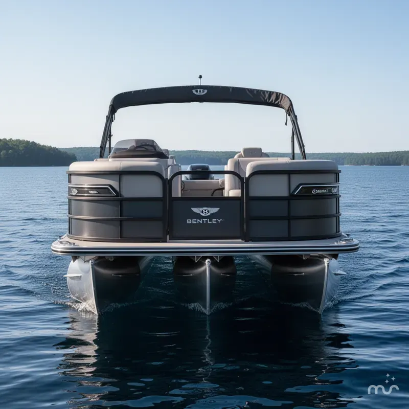Slide: The Image of Bentley Pontoons Elite 223 Admiral Quad Lounge Tritoon & Honda 4-St 2025 - 1