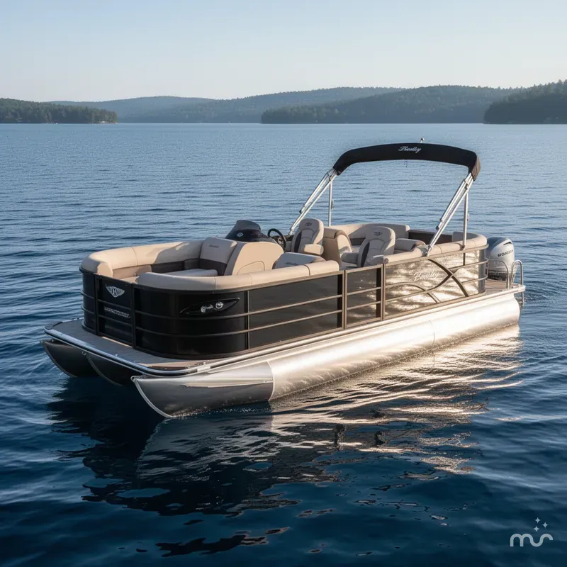 Slide: The Image of Bentley Pontoons Legacy 220 Navigator Quad Lounge & Honda 4-Stroke 2025 - 0
