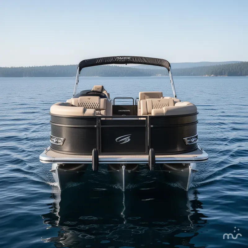 Slide: The Image of Tahoe Cascade 2385 Quad Lounge Shift SS Tritoon & Honda 2025 - 1
