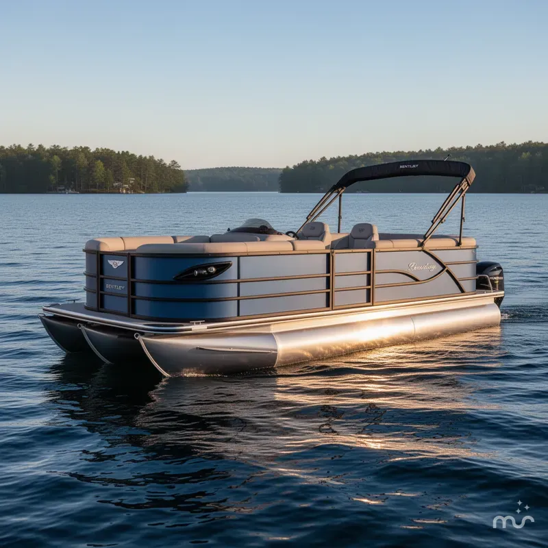 Slide: The Image of Bentley Pontoons Legacy 200 Navigator Quad Lounge & Honda 4-Stroke 2025 - 2