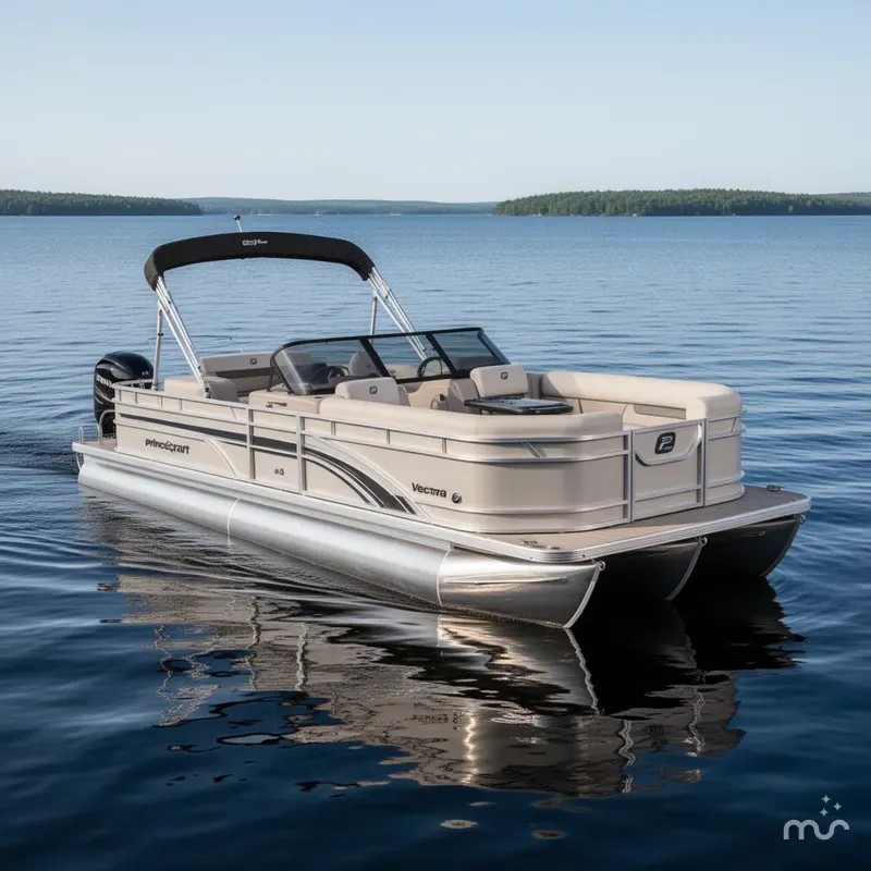 Slide: The Image of Princecraft Vectra 23 RL Swingback Windshield Tritoon Pontoon 2024 - 2