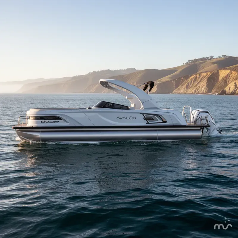 Slide: The Image of Avalon 27' Excalibur Carbon Series Elite Windshield w/ 500HP Mercury! 2025 - 2